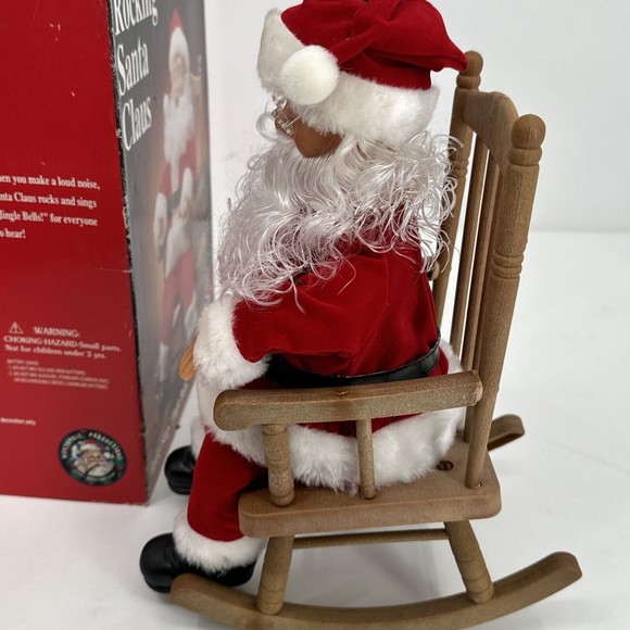 Christmas Santa Claus in Rocking Chair 16" TALL, MUSIC Sings Jingle Bells 1991 - Picture 12 of 13
